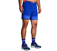 BROOKS 211454452 High Point 7" 2-in-1 Short Shorts Men's Dark Aegean/Bright Orange Size 35