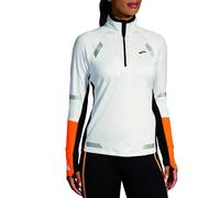 BROOKS 221686167 Run Visible 1/2 Zip 2.0 Sweatshirt Women's Ecru/Fluoro Flash/Black Size 30