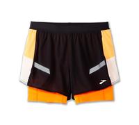 BROOKS 221687080 Run Visible 4" 2in1 Short 2.0 Shorts Women's Black/Ecru/Fluoro Flash Size 35