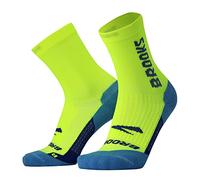 BROOKS 280495790 Ghost Crew Socks Unisex Adult Neon Yellow/BR Crew Size 25
