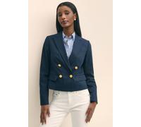 Brooks Brothers Cropped Double-breasted Faille Blazer Navy size 4 | Blazers Outlet | Women | Blue 4