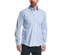 Brooks Brothers Men's Friday Poplin Long Sleeve Stripe Sport Shirt, Light Blue, Large