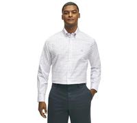 Brooks Brothers Men's Non-Iron Stretch Oxford Long Sleeve Check Sport Shirt, White/Violet, Large