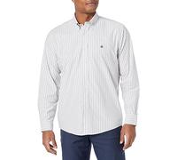 Brooks Brothers Men's Non-Iron Stretch Oxford Long Sleeve Stripe Sport Shirt, Navy Stripe, Large