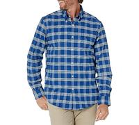 Brooks Brothers Men's Non-Iron Stretch Oxford Sport Shirt Long Sleeve Check, Bright Blue/White, XL