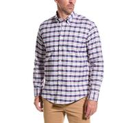 Brooks Brothers Men's Oxford Long Sleeve Sport Shirt, White/Navy Check, XXL