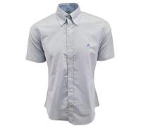 Brooks Brothers Men's Regent Fit Short Sleeve Button Down Shirt, Baby Blue/White Striped (Light Blue Logo), Medium