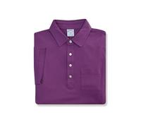 Brooks Brothers Mens Slim Fit Soft Knit Cotton Pocket Four Button Polo Shirt, 209309 Purple / Light Blue, Medium