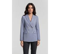 Brooks Brothers Pinstripe Linen Blend Double-breasted Blazer Light Blue size S | Blazers Outlet | Women | White S