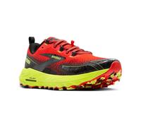 BROOKS Men's Cascadia 18 Sneaker, Cherry Tomato/Lime/Black, 9 UK