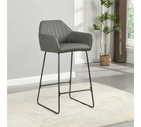 brooks faux leather bar chair in grey with anthracite legs