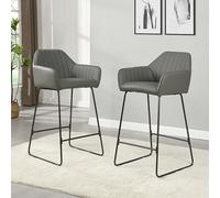 brooks grey faux leather bar chairs with anthracite legs in pair