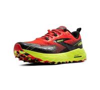 Brooks Men's Cascadia 18 Sneaker, Cherry Tomato Lime Black, 7.5 UK