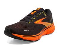 Brooks Men's Ghost 15 Sneaker, Black Black Yellow Red, 13 UK