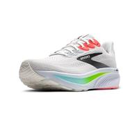 Brooks Men's Ghost 17 Running Shoes, White/Pink Clay/Gecko, 12