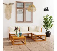 brooks solid wood 5 piece garden lounge set with cream cushions