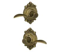 Brookshire Trim with Accent Hall and Closet Lever, Antique Brass (F10 Acc 609 BRK)