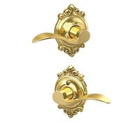 Brookshire Trim with Accent Hall and Closet Lever, Bright Brass (F10 Acc 605 BRK)