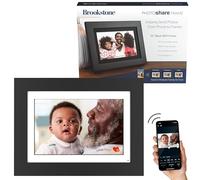 Brookstone 10.1” WiFi Digital Photo Frame | Send Photo or Video from Phone to Digital Picture Frame with Free PhotoShare Frame v2 app | End-to-End Encryption | Quick Easy Setup | Black Wood