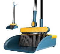 Brookstone Long Handled Dustpan and Brush Set with Comb, Standing Dustpan and Brush for Indoor Lobby Office Kitchen Sweeping