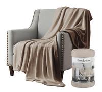 Brookstone Nap Plush Throw Blanket for Couch | Warm & Super Soft Blanket with Unmatched Heavy, Dense, and Ultra-Comfy Throw | Luxurious Drape, Cozying Up on a Sofa, Chair | Taupe