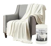 Brookstone Nap Plush Throw Blanket for Couch | Warm & Super Soft Blanket with Unmatched Heavy, Dense, and Ultra-Comfy Throw | Luxurious Drape, Cozying Up on a Sofa, Chair | Ivory