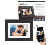Brookstone PhotoShare 8” Smart Digital Picture Frame, Send Pics from Phone to Frames, WiFi, 8 GB, Holds 5,000+ Pics, HD Touchscreen, Premium Black Wood, Easy Setup, No Fees, New Version