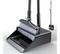 Broom and Dustpan Set,Dustpan and Brush Set Long Handled,Sweeping Upright Sweep Set ，180 Degree Rotating Sweeping Brush,Household Dust Pan with Comb Teeth for Indoor Outdoor Home Room Kitchen