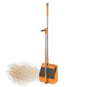 Broom And Dustpan Set - Heavy Duty Reinforced Anti Rust Steel Binding Folding Cleaning Tool And Portable Floor Brush Effortless Glide, Space Saving Upright Compact Broom And Rigid Dustpan