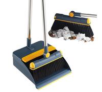 Broom and Dustpan Set - Long Handle Standing Sweeping Broom with Dustpan for Floor | Indoor Cleaning Accessories for Home, Garage, Living Room, Dining Room, Bedroom, Laundry Room, Kitchen