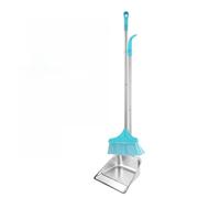 Broom and Dustpan Set Thickened Stainless Steel Large Sweeper Single Trash Scoop Broom Set Dustpan Household Sanitary One-Piece Tool(Color-2)