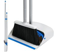 Broom and Dustpan Set with Long Handle 52", Standing Broom and Dust Pan Set for Home Kitchen Room Office Lobby Blue