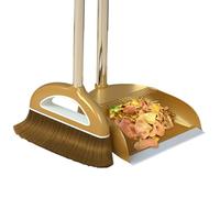 Broom and Dustpan Set with Long Handle for Home Offices Dorm Kitchen Floor Cleaning, Non-Stick Hair Sweep Magic Broom Set with Comb Filter, Indoor Outdoor Sweeping, Soft Brush Head, Hanging Design