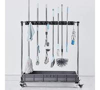 Broom And Mop Holder Movable Broom Mop Holder,Utility Cleaning Tool Cart,Mop Holder Umbrella Stand,Movable Commercial Mop Rack, Mop Drain Rack,Can Put Wet Mops,With Universal Wheel