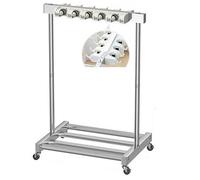 Broom and Mop Holder, Wet Mop Cleaning Tool Storage Rack with Wheels for Organizing Garage and Garden
