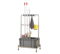 Broom and mop Organizer Cleaning Supplies Housekeeping Station Broom and Mop Holder Floor Mount Mop Sink