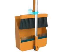 Broom Dustpan Set - Extendable Cleaning Combo, Swivel Bristle Holder | Upright Standing Floor Kit, Compact Household Organizer for Kitchen Space Maintenance, Handy Indoor Scrubber for Apartmen