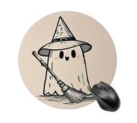 Broom Ghost Mouse Pad for Computer, Round Gaming Mousepad with Non-Slip Rubber Base, Waterproof Mouse Mat for Laptop Office Home 7.8 X 7.8 Inch