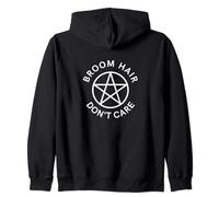 Broom Hair Don't Care Funny Pagan Wiccan Cheeky Witch Zip Hoodie