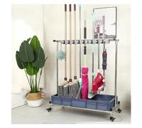 Broom Holder, Movable Broom Mop, Hand Trucks , Floor-Mounted Rack, Commercial Cleaning Tool Cart,Standing Closet Cabinet(Mobile,96*42*105Cm(10Slots))