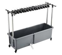 Broom Holder, Movable Broom Mop with Armrests, Hand Trucks , Floor-Mounted Rack,Standing Closet Cabinet, Cleaning Tool Cart(88*40*98Cm(8Slots))