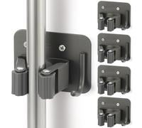 Broom Holder Wall Mount Screw Drilling, Sturdy Heavy Duty Stainless Steel Mop Gripper Rack Perforated , Perfect for Laundry Room Organizer, Fit with Laundry Kitchen Garage Garden Storage System