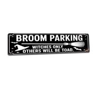 Broom Parking Halloween Witch Decor Sign for Front Porch, Garden Path or Haunted Home 8x12 inch