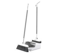 Broom Set - Professional Premium 3 Pieces Rust Proof Cleaning Tool Gadgets with Standing Dustpan for Home House Apartment Indoor Outdoor Floor Dorm Garage Wall Mount Storage Angled Bristles Lightweigh
