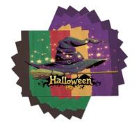 Broom Witch'S Pointed Hat Placemats for Dining Table Set of 6 | American Retro Halloween Washable Heat-Resistant Placemats Decor for Kitchen Indoor Outdoor Patio Party 45x30cm