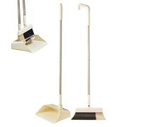 Broom with Dustpan Combo Set | Standing Dust Pan and Brush with Long Handle,Soft Bristles Broom Dustpan Set for Kitchen, Lobby Floor, Offices, Room and Home