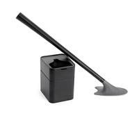 Broombi Sani-Flex Toilet Brush Squeegee and drip-Less Holder Set with a Patented Silicone Bristle-Free Head - no Mess, no clinging gunk or Poo, Super Clean Solution (Black)
