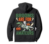 Brooms Are For Amateurs Skeleton Riding T-rex Dinosaur Kids Pullover Hoodie