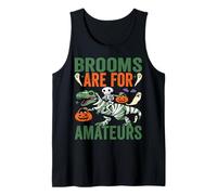 Brooms are for Amateurs Skeleton Riding T-rex Dinosaur Kids Tank Top