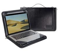 Broonel Black Leather Laptop Messenger Case - Compatible with Lenovo IdeaPad Flex 3i Chromebook 2-in-1 12.2" Laptop